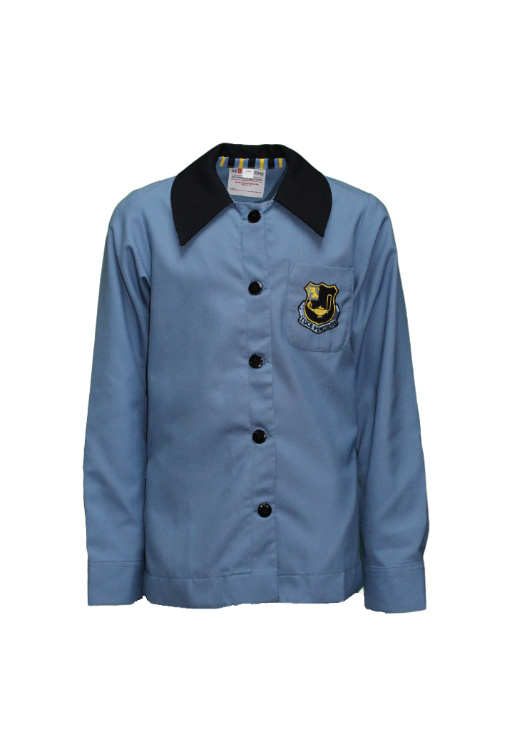 Queen Margaret Junior LS Blouse Sky/Navy